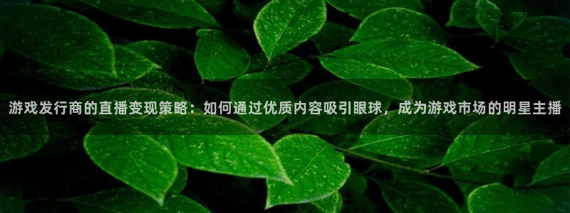 db电竞子教育科技有限公司：游戏发行商的直播变现策略：如何通过优质内容吸引眼球，成为游戏市场的明星主播